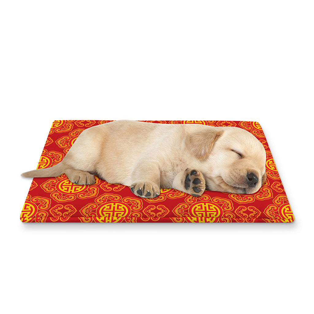 Chinese Prosperity Symbol Pattern Print Pet Cooling Mat Cover