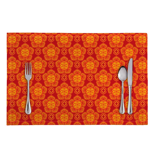 Chinese Prosperity Symbol Pattern Print Placemat