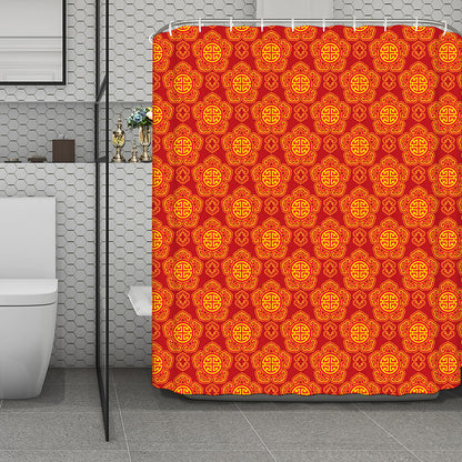 Chinese Prosperity Symbol Pattern Print Polyester Shower Curtain