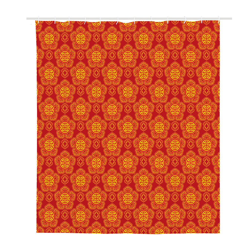 Chinese Prosperity Symbol Pattern Print Polyester Shower Curtain