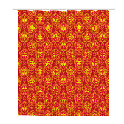 Chinese Prosperity Symbol Pattern Print Polyester Shower Curtain