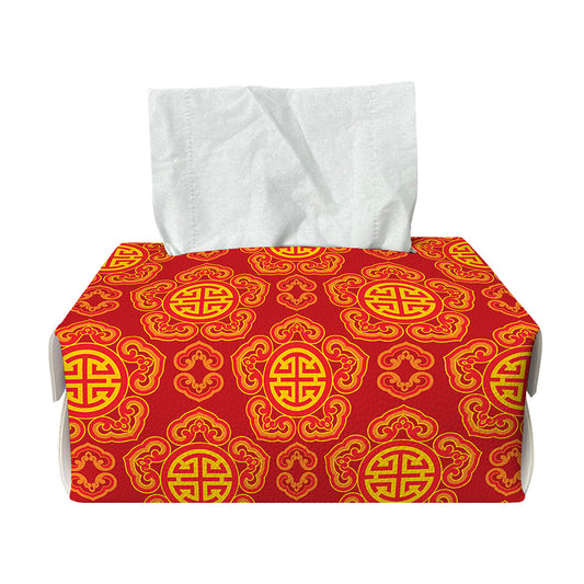 Chinese Prosperity Symbol Pattern Print Rectangle Tissue Box Cover