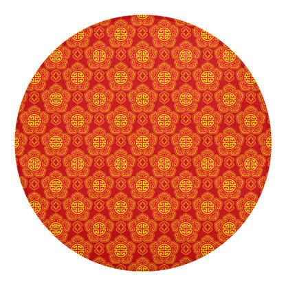Chinese Prosperity Symbol Pattern Print Round Blanket