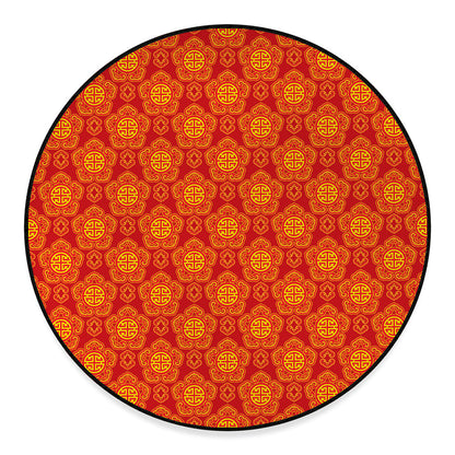 Chinese Prosperity Symbol Pattern Print Round Floor Mat