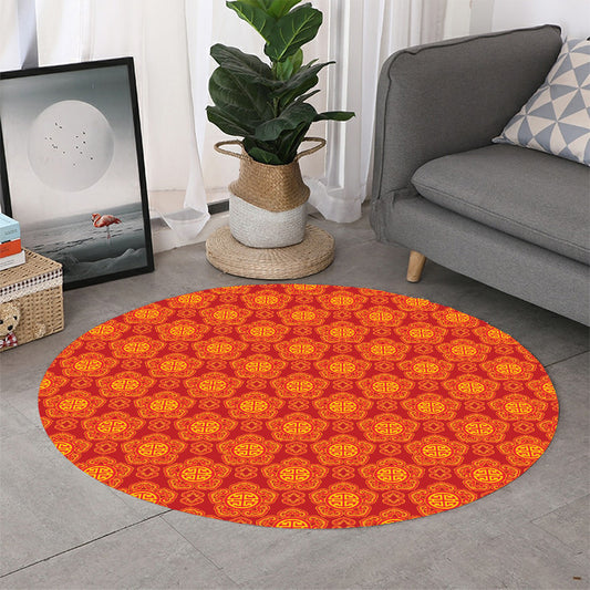 Chinese Prosperity Symbol Pattern Print Round Rug