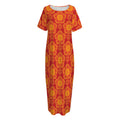 Chinese Prosperity Symbol Pattern Print Short Sleeve Long Nightdress