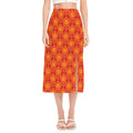 Chinese Prosperity Symbol Pattern Print Side Slit Midi Skirt
