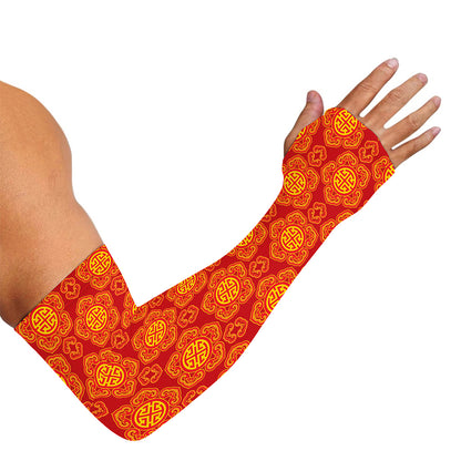 Chinese Prosperity Symbol Pattern Print Sun Protection Arm Sleeves