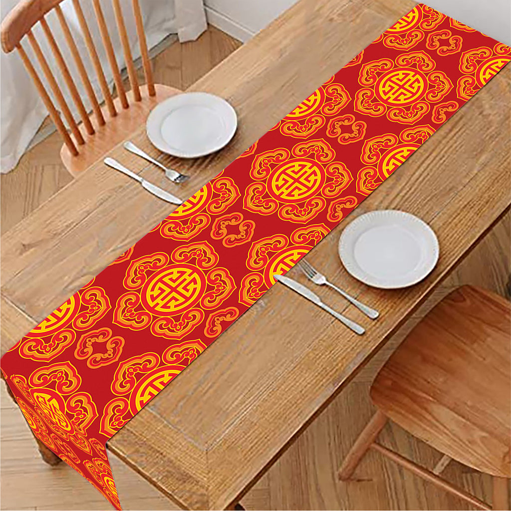 Chinese Prosperity Symbol Pattern Print Table Runner