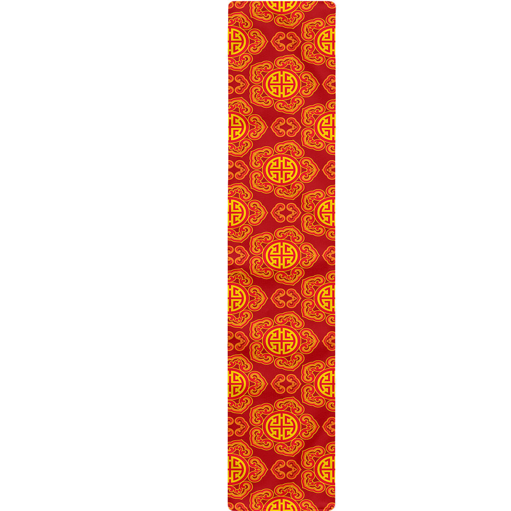 Chinese Prosperity Symbol Pattern Print Table Runner