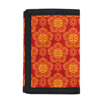 Chinese Prosperity Symbol Pattern Print Trifold Wallet