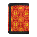 Chinese Prosperity Symbol Pattern Print Trifold Wallet