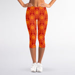 Chinese Prosperity Symbol Pattern Print Women's Capri Leggings