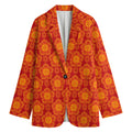 Chinese Prosperity Symbol Pattern Print Women's Cotton Blazer