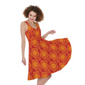Chinese Prosperity Symbol Pattern Print Sleeveless Knee Length Dress