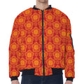 Chinese Prosperity Symbol Pattern Print Zip Sleeve Bomber Jacket