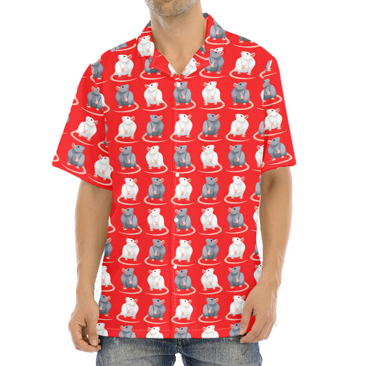 Chinese Rat Zodiac Pattern Print Aloha Shirt