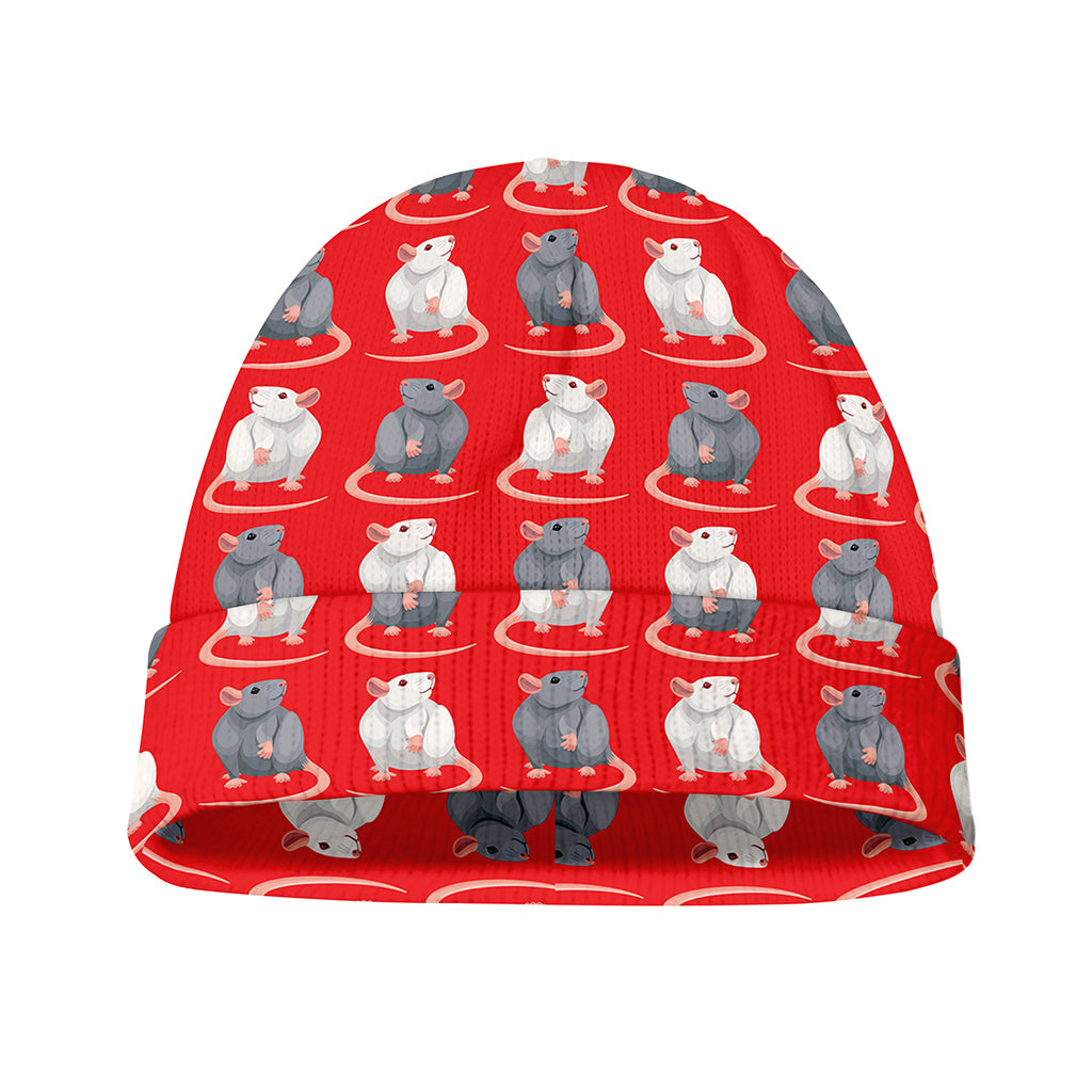 Chinese Rat Zodiac Pattern Print Beanie