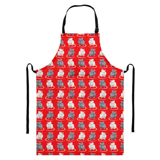 Chinese Rat Zodiac Pattern Print Bib Apron With Pocket