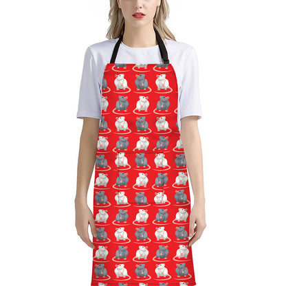 Chinese Rat Zodiac Pattern Print Bib Apron With Pocket