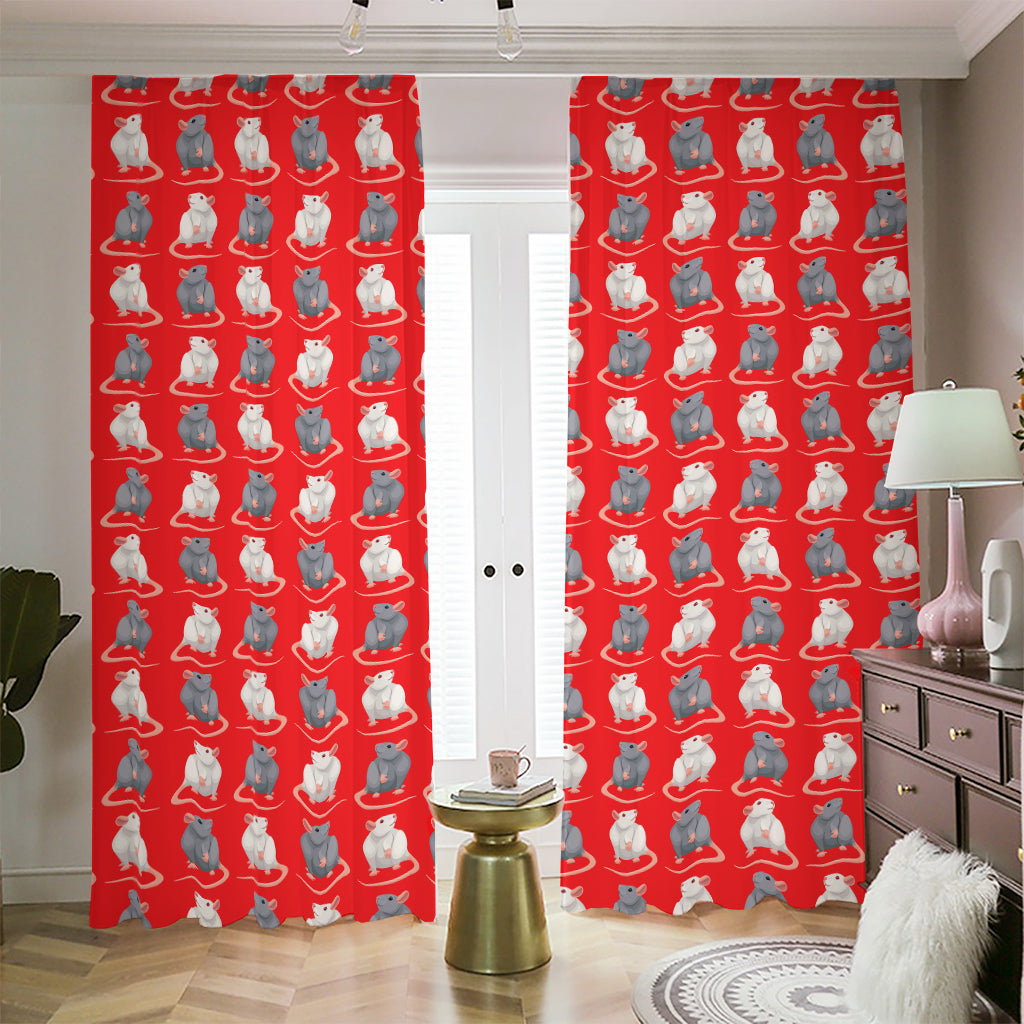 Chinese Rat Zodiac Pattern Print Blackout Pencil Pleat Curtains