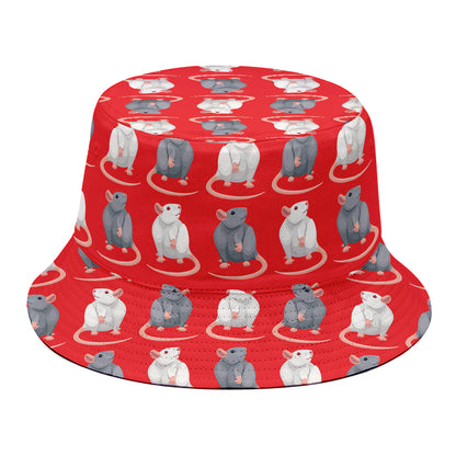 Chinese Rat Zodiac Pattern Print Bucket Hat