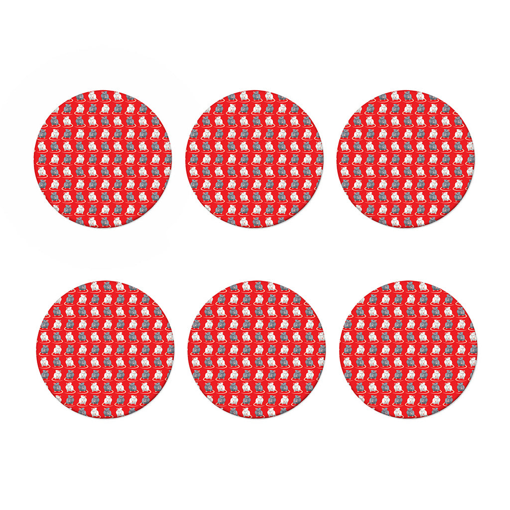 Chinese Rat Zodiac Pattern Print Coaster Set