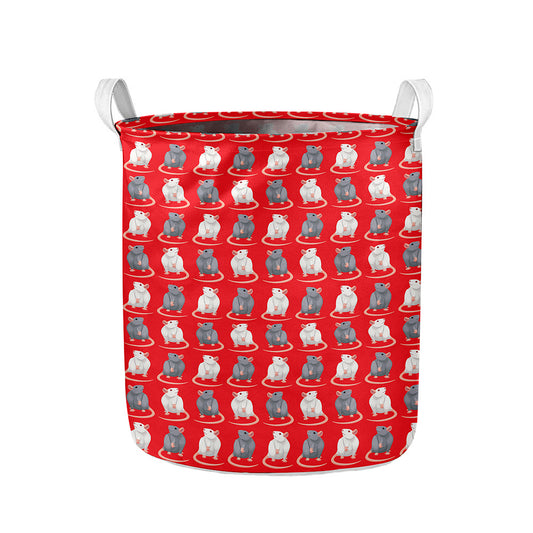 Chinese Rat Zodiac Pattern Print Collapsible Laundry Basket