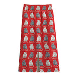 Chinese Rat Zodiac Pattern Print Cotton Front Slit Maxi Skirt