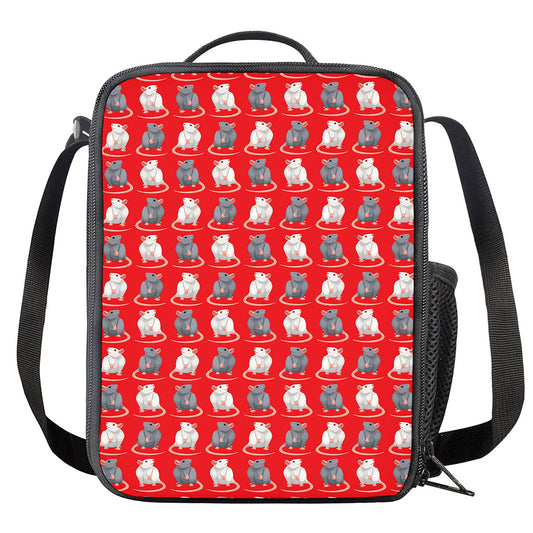 Chinese Rat Zodiac Pattern Print Crossbody Lunch Bag