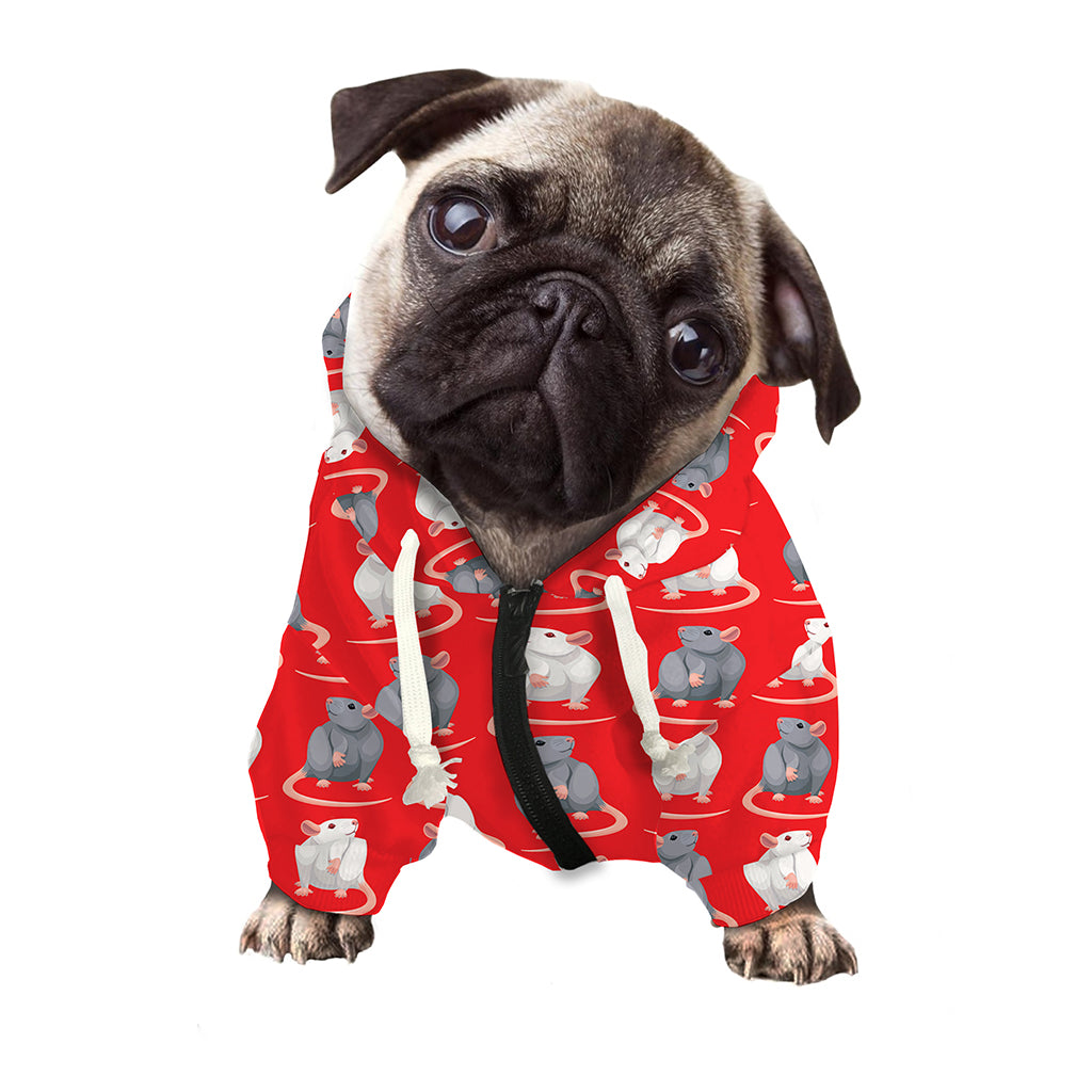 Chinese Rat Zodiac Pattern Print Dog Zip Up Hoodie