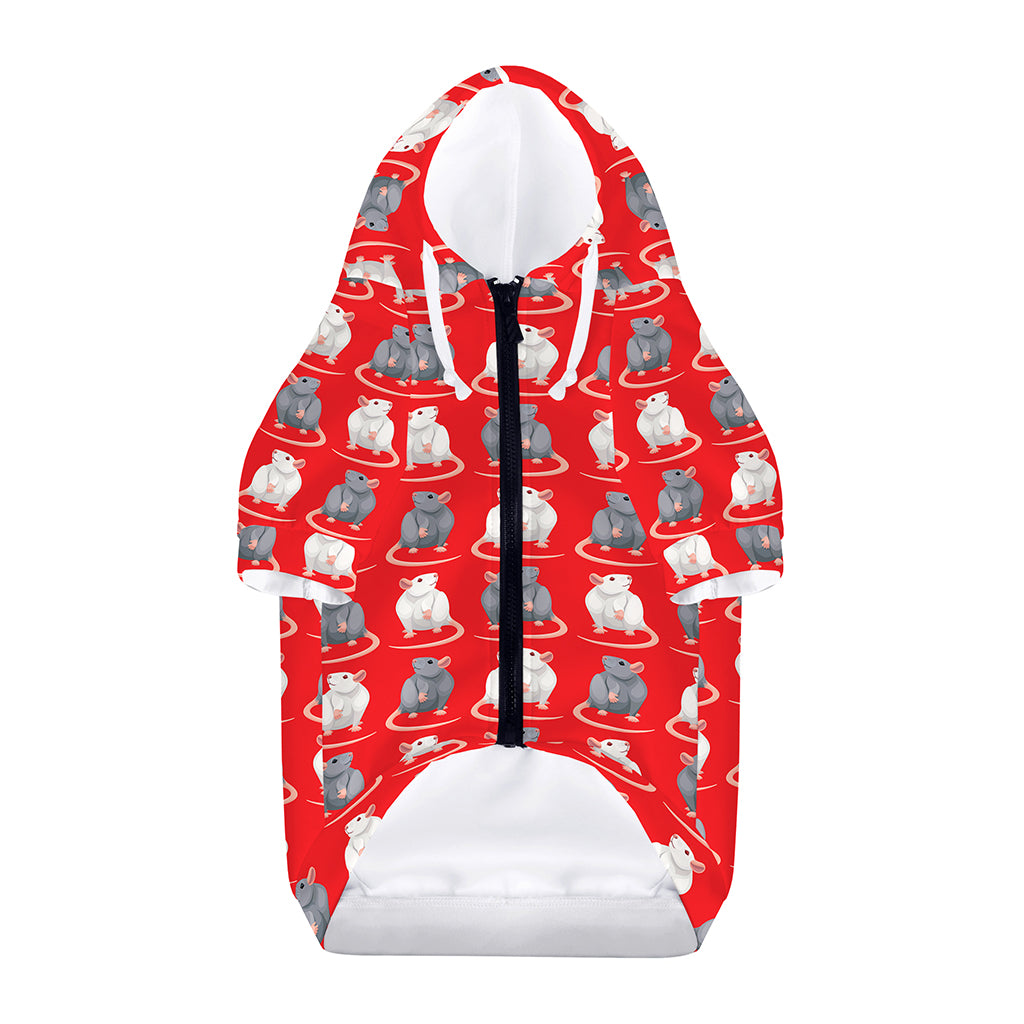 Chinese Rat Zodiac Pattern Print Dog Zip Up Hoodie