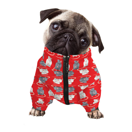 Chinese Rat Zodiac Pattern Print Dog Zip Up Jacket
