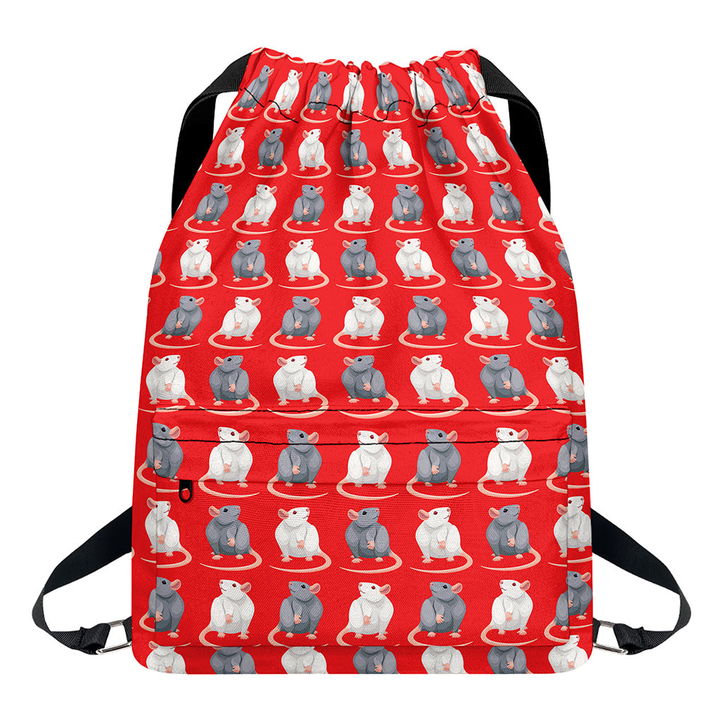 Chinese Rat Zodiac Pattern Print Drawstring Backpack