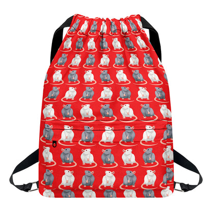 Chinese Rat Zodiac Pattern Print Drawstring Backpack