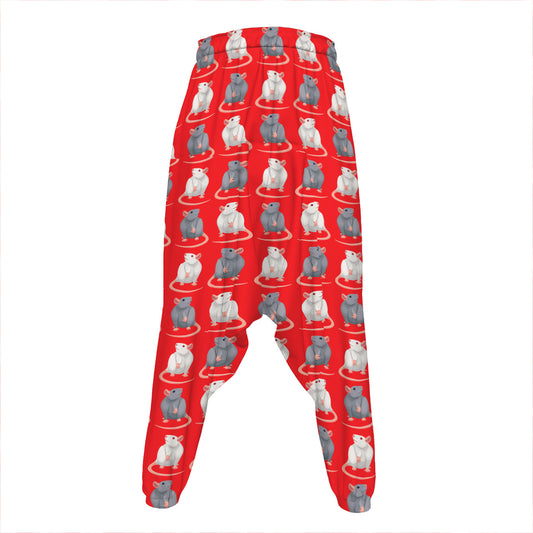 Chinese Rat Zodiac Pattern Print Hammer Pants