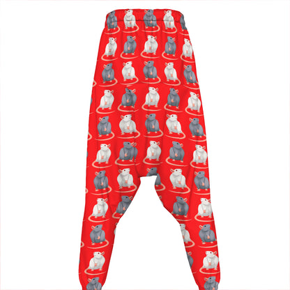 Chinese Rat Zodiac Pattern Print Hammer Pants
