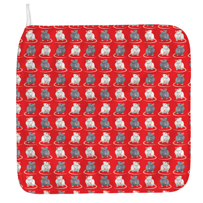Chinese Rat Zodiac Pattern Print Hand Towel