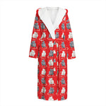 Chinese Rat Zodiac Pattern Print Hooded Bathrobe