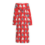 Chinese Rat Zodiac Pattern Print Hooded Bathrobe