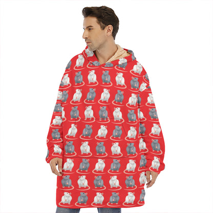 Chinese Rat Zodiac Pattern Print Hoodie Blanket