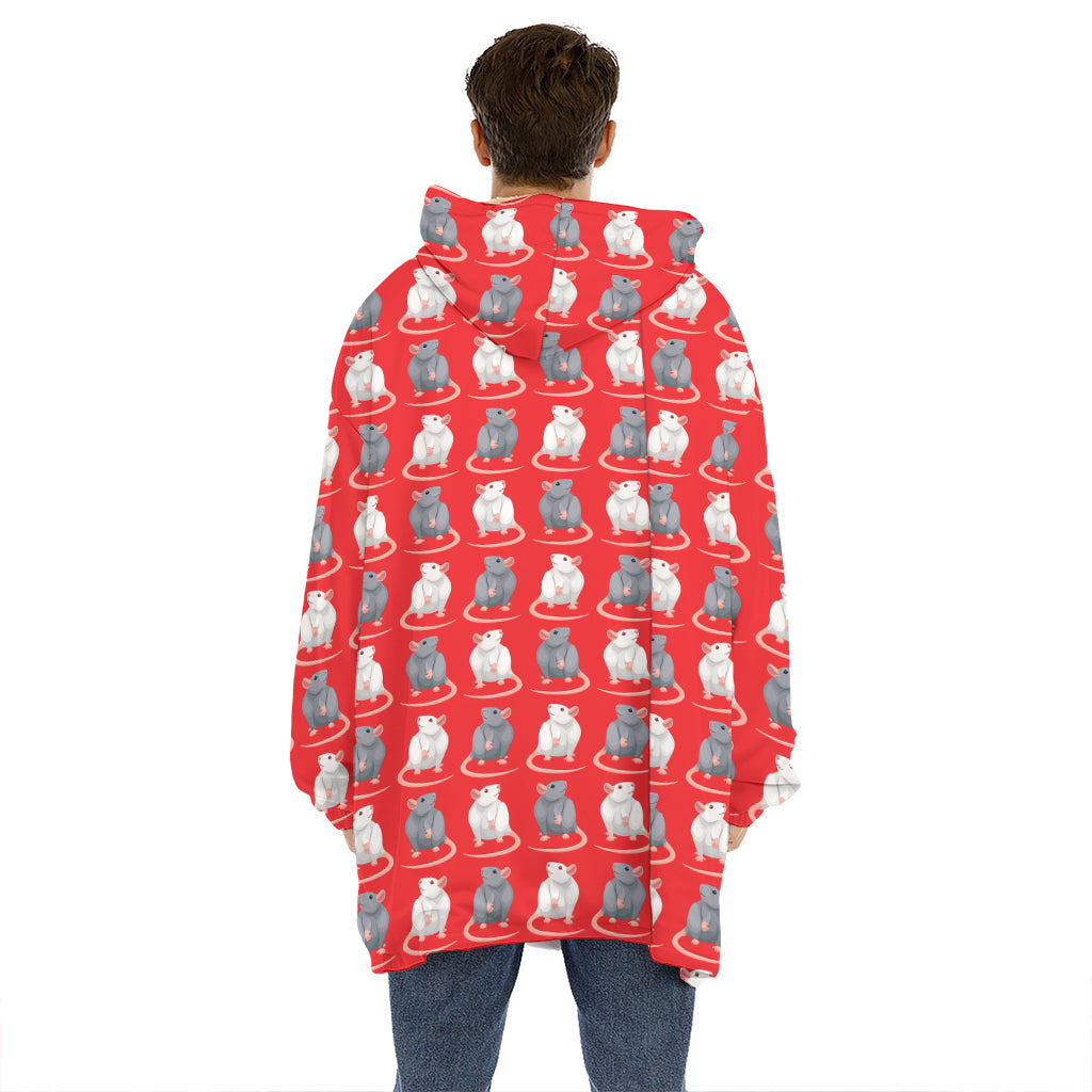 Chinese Rat Zodiac Pattern Print Hoodie Blanket
