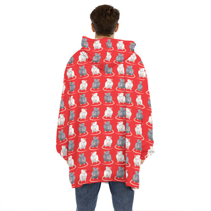 Chinese Rat Zodiac Pattern Print Hoodie Blanket