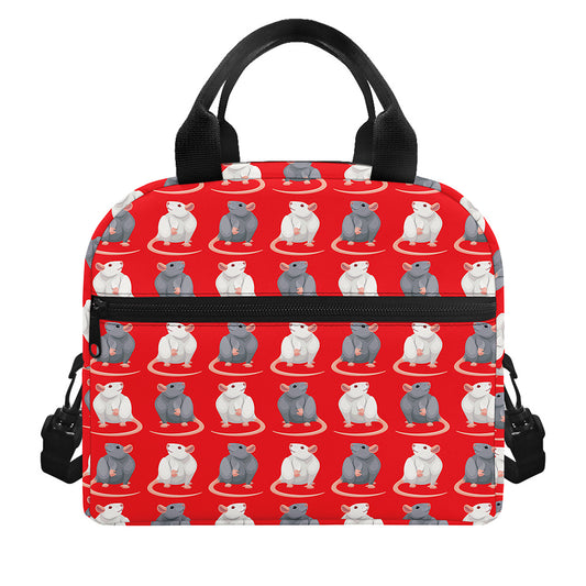 Chinese Rat Zodiac Pattern Print Insulated Lunch Bag