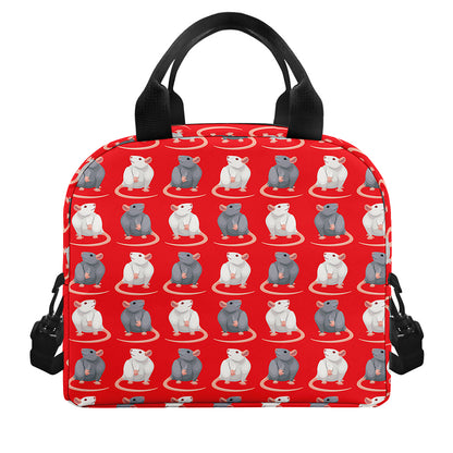 Chinese Rat Zodiac Pattern Print Insulated Lunch Bag
