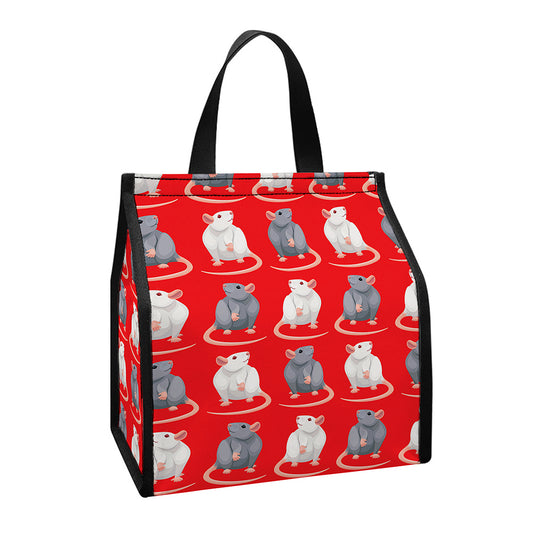 Chinese Rat Zodiac Pattern Print Insulated Lunch Tote