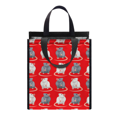 Chinese Rat Zodiac Pattern Print Insulated Lunch Tote