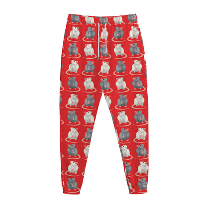 Chinese Rat Zodiac Pattern Print Jogger Pants