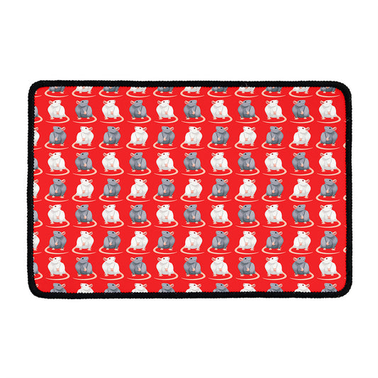 Chinese Rat Zodiac Pattern Print Kitchen Mat