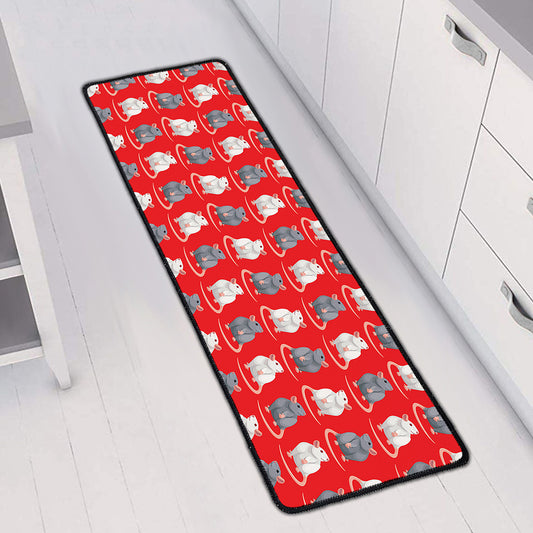 Chinese Rat Zodiac Pattern Print Long Kitchen Mat